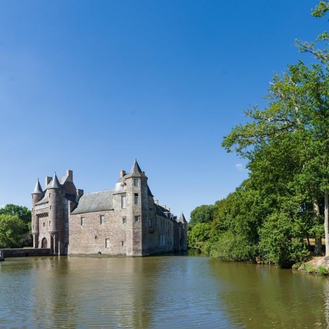 El castillo más bello de Brocéliande, leyenda de la dama blanca, entorno verde, Concoret, Morbihan, Bretaña