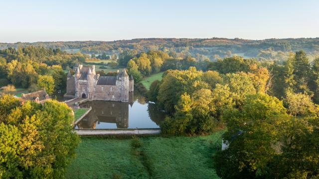 chateau de Trécesson - vista desde el cielo - Campénéac - Brocéliande